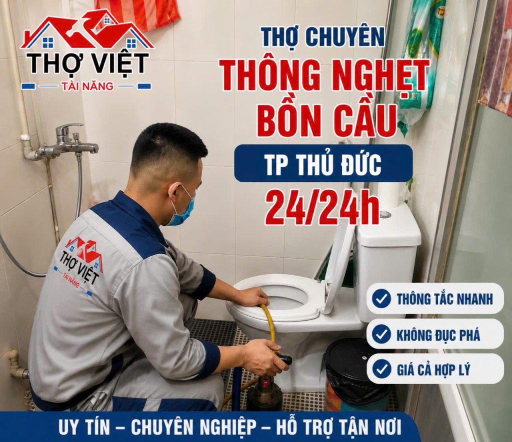 Thợ Thông Nghẹt Bồn Cầu Tại TP Thủ Đức Giá Rẻ – Sạch 100%